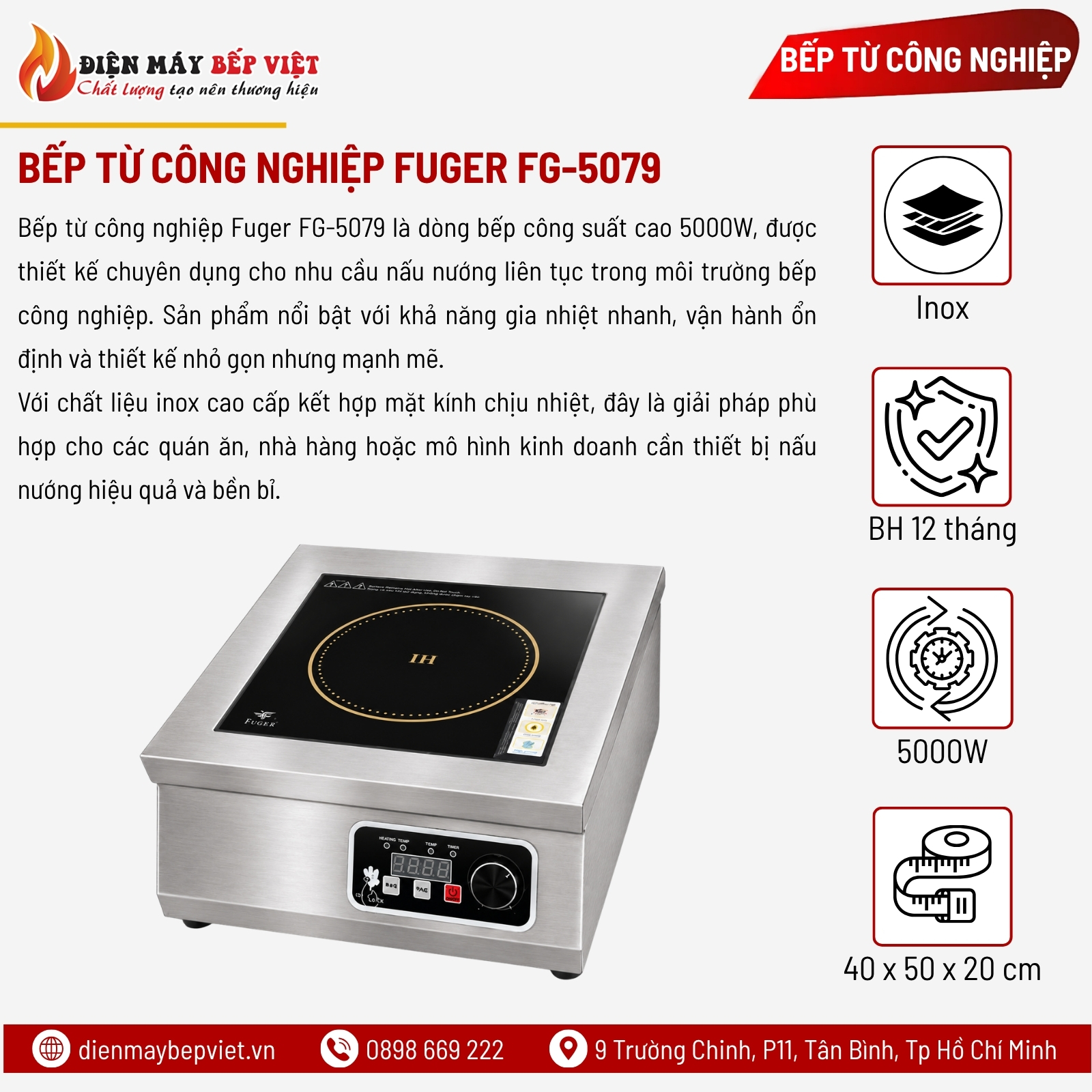 Bếp Từ Công Nghiệp Fuger FG-5079 (5000W)