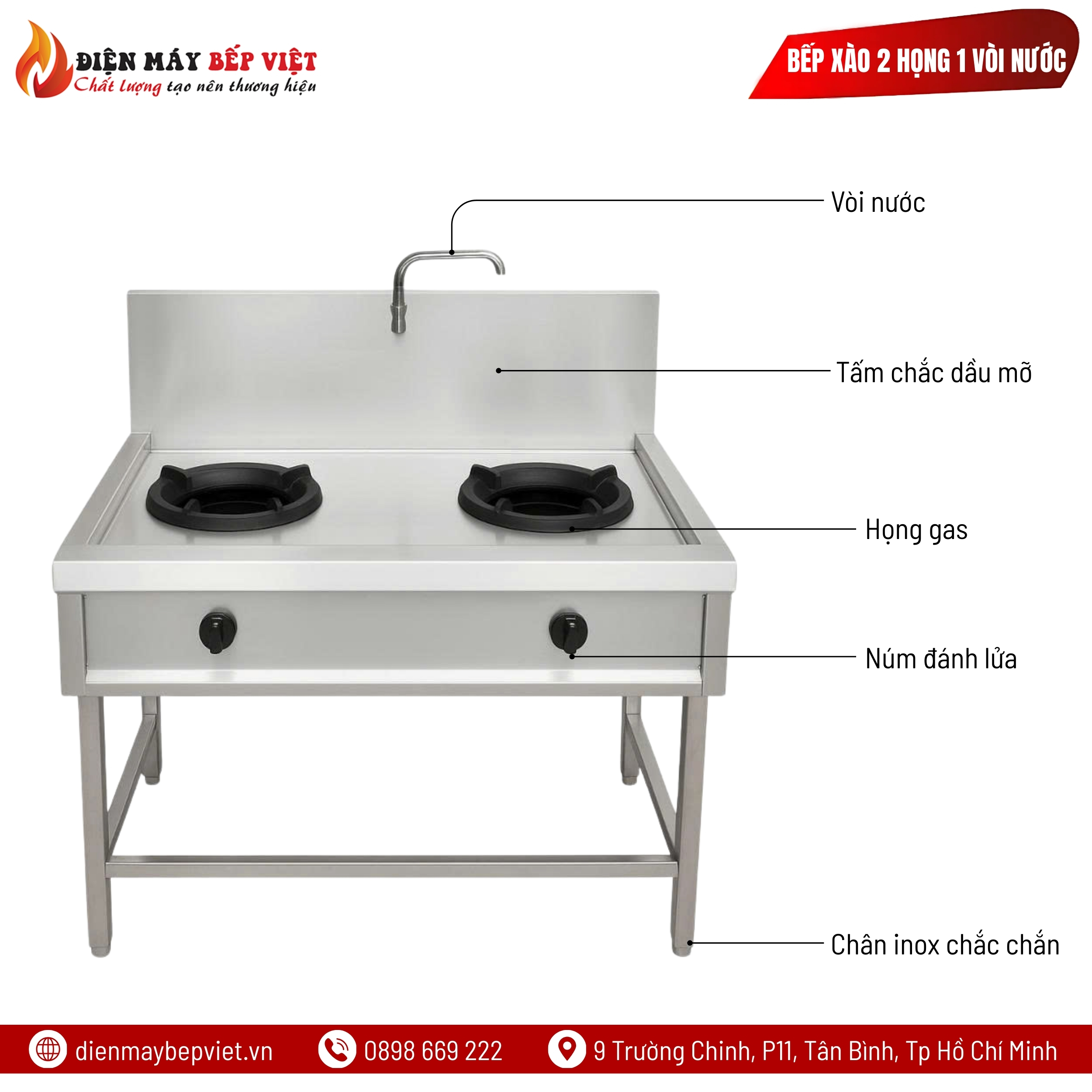 Bếp Xào 2 Họng 1 Vòi Nước