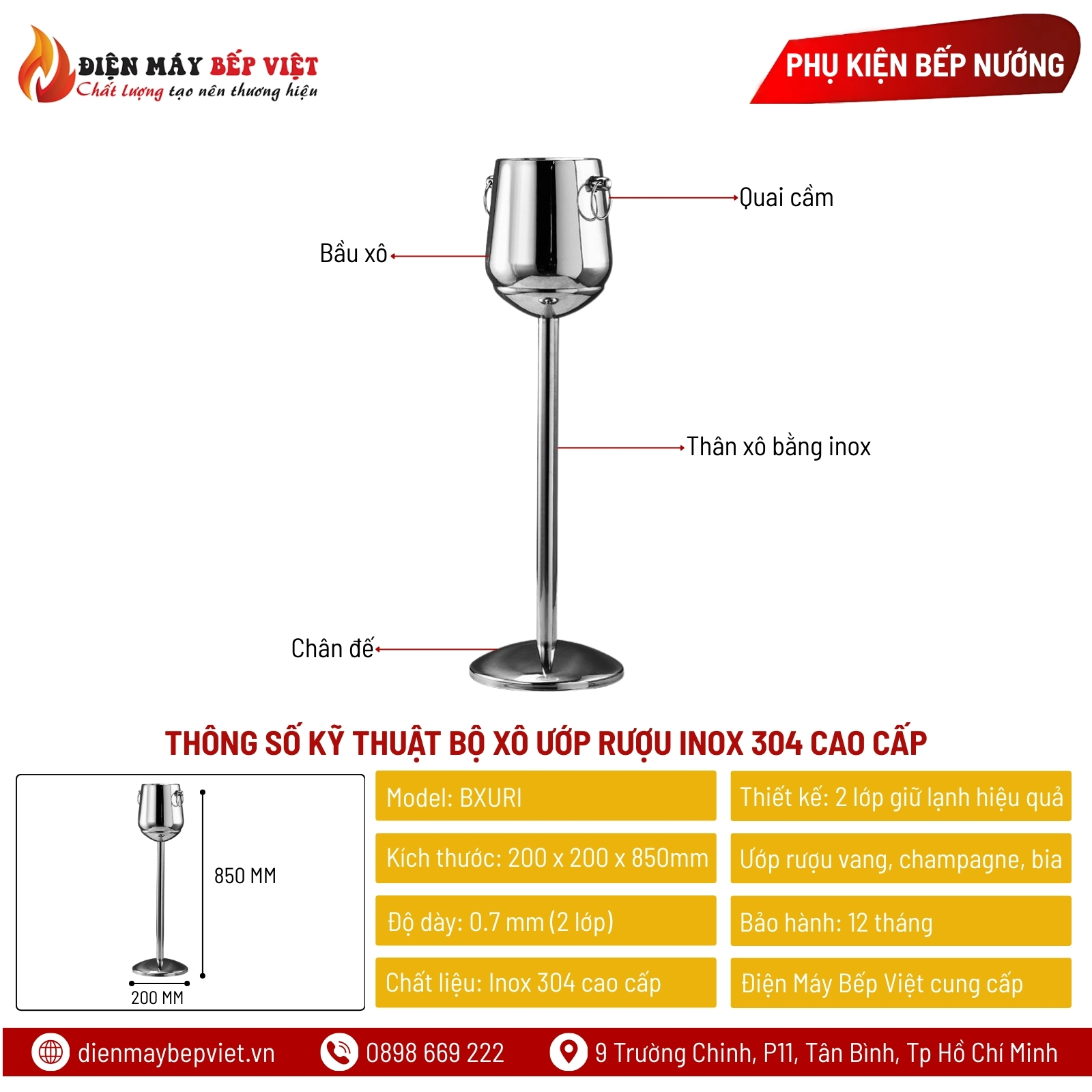 Bộ Xô Ướp Rượu Inox 304 Cao Cấp