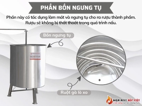 Bồn ngưng tự nồi nấu rượu bằng điện