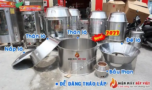 các bộ phận của Lò Quay Vịt Inox 80 khi tháo rời