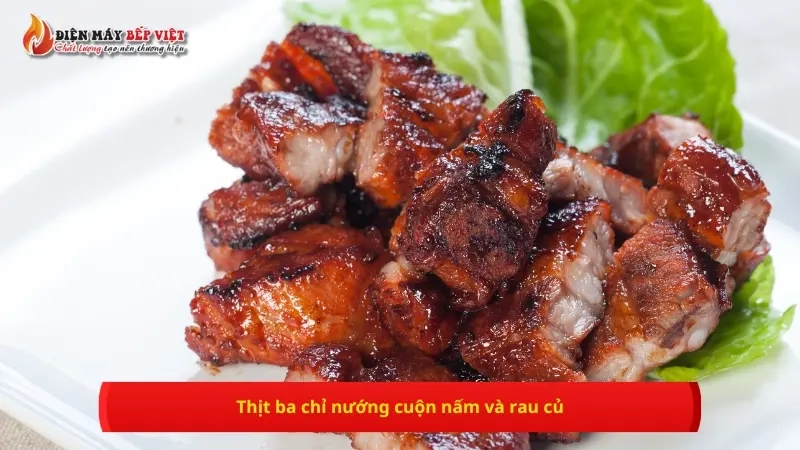 Các món nướng ngon bằng bếp nướng than - Thịt ba chỉ nướng cuộn nấm và rau củ