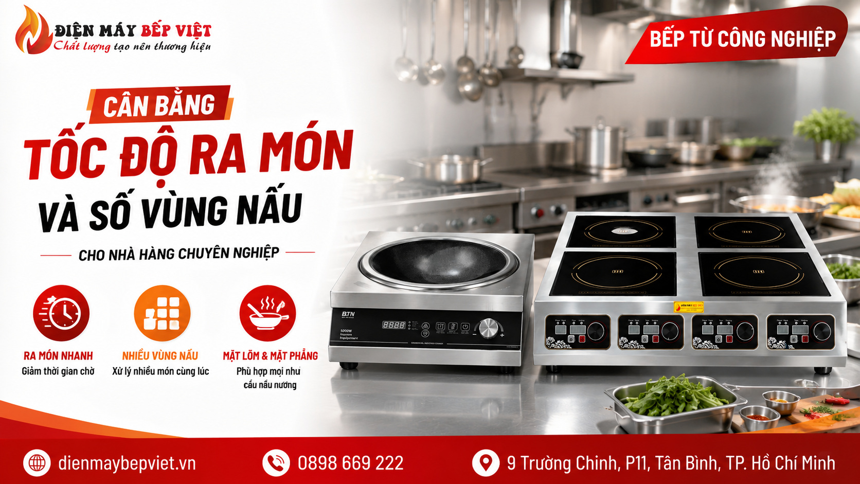 Cân bằng tốc độ ra món và số vùng nấu với bếp từ công nghiệp nhiều họng cho nhà hàng chuyên nghiệp