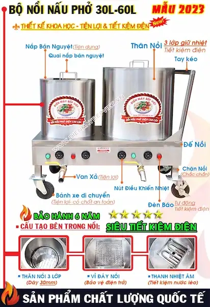 cấu tạo của Bộ Nồi Nấu Phở 30L-60L