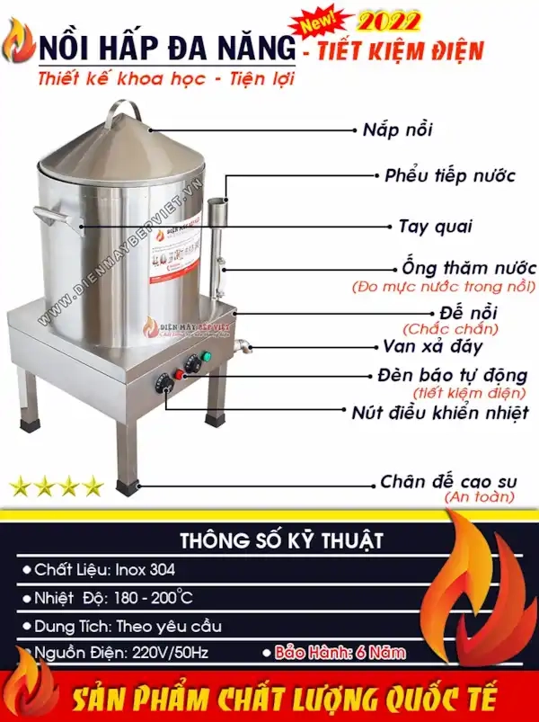 CẤU TẠO NỒI HẤP ĐIỆN - ĐA NĂNG