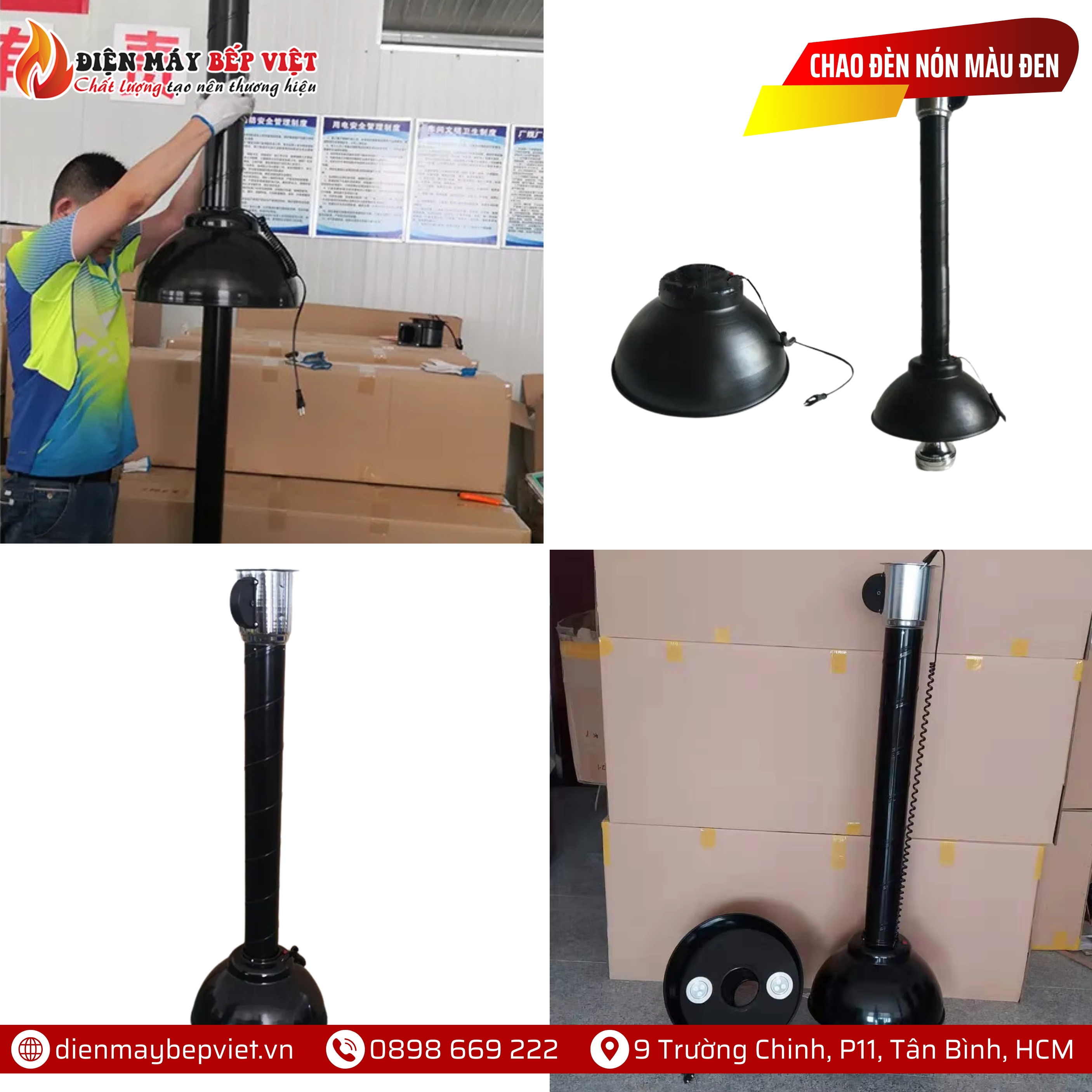 Chao Đèn Dạng Nón Màu Đen