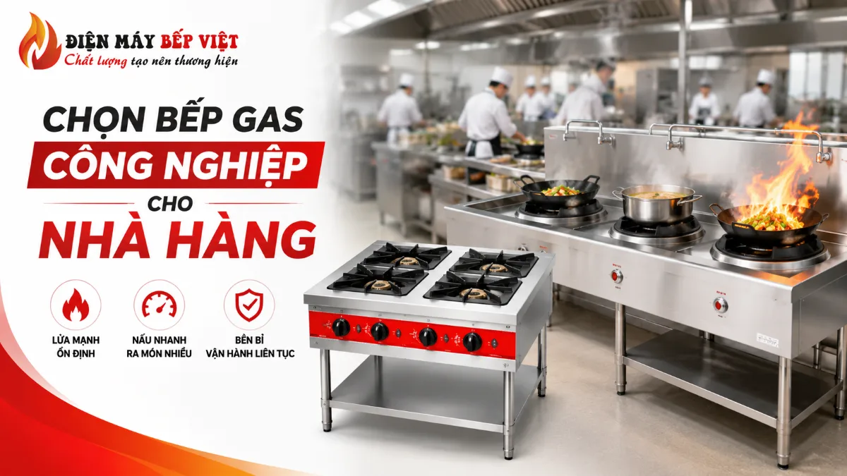 Bếp gas công nghiệp 2 họng và 4 họng cho nhà hàng với thiết kế inox bền đẹp, lửa mạnh, vận hành ổn định và phục vụ nấu nhiều món cùng lúc