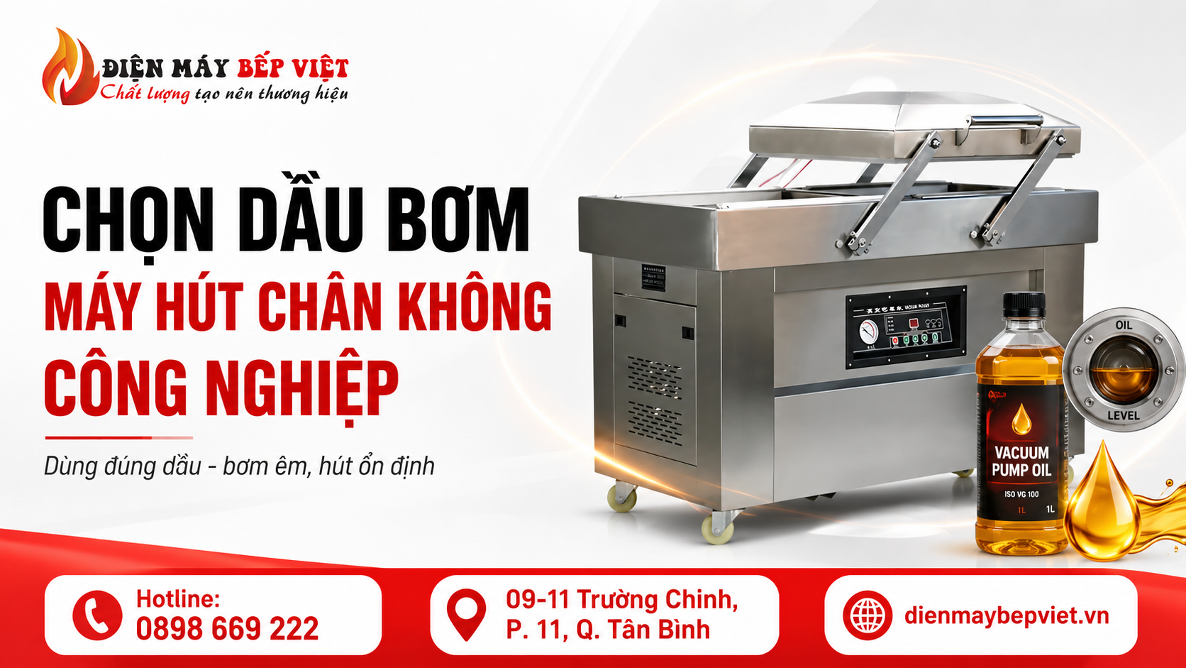 Máy hút chân không công nghiệp inox và chai dầu bơm minh họa cách chọn dầu bơm máy hút chân không công nghiệp phù hợp.