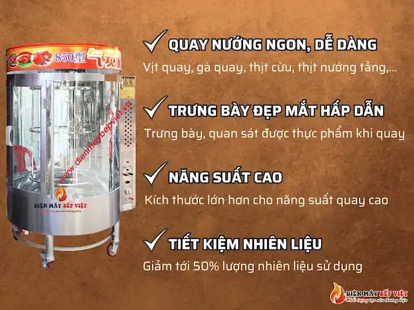 Chức năng của lò quay vịt 850 (4 cánh) 