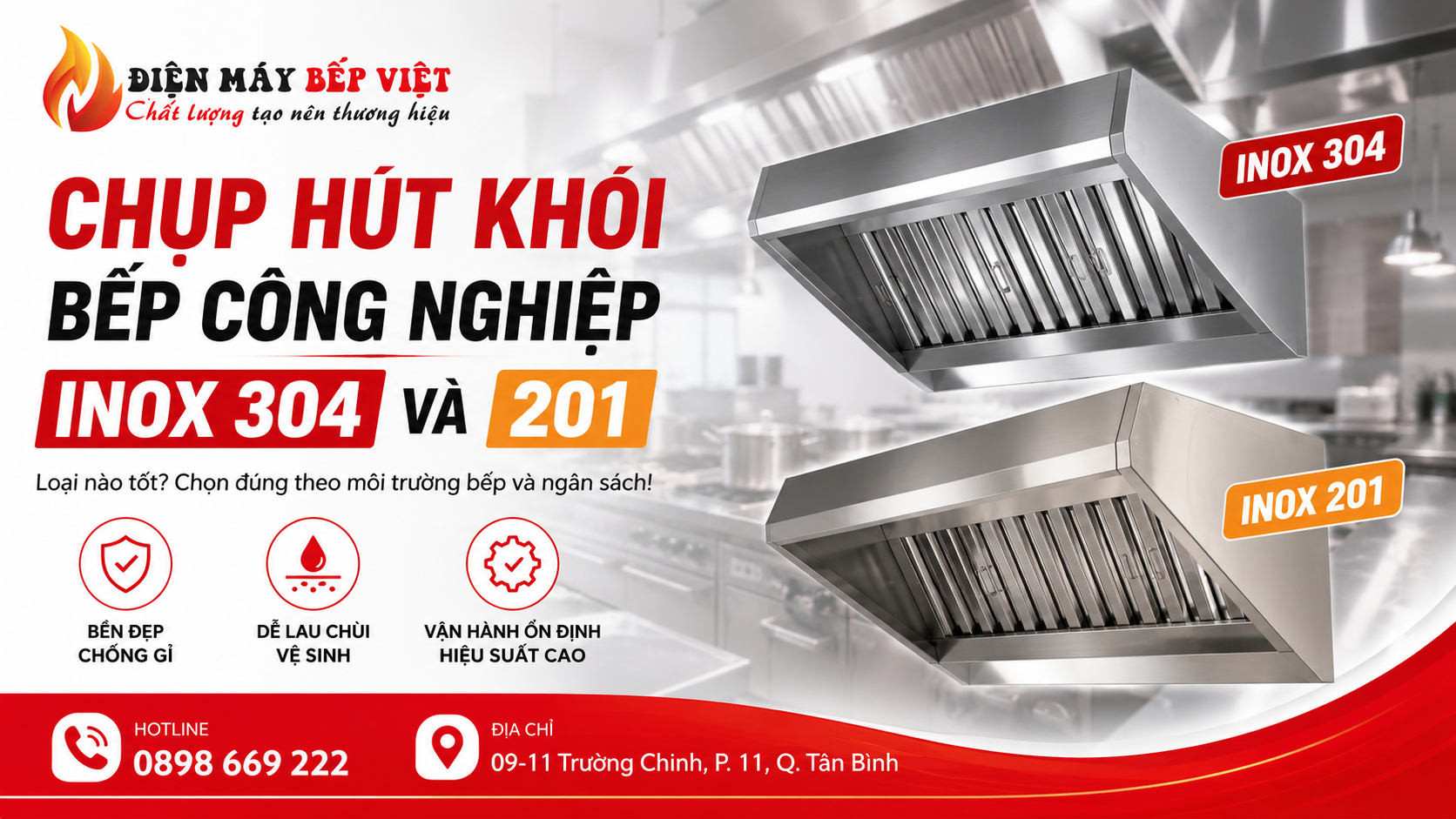 So sánh chụp hút khói bếp công nghiệp inox 304 và inox 201 cho bếp nhà hàng, bếp Á và bếp chiên nướng