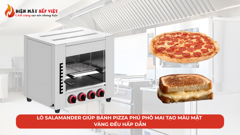 Dùng lò Salamander để làm bánh pizza phủ phô mai