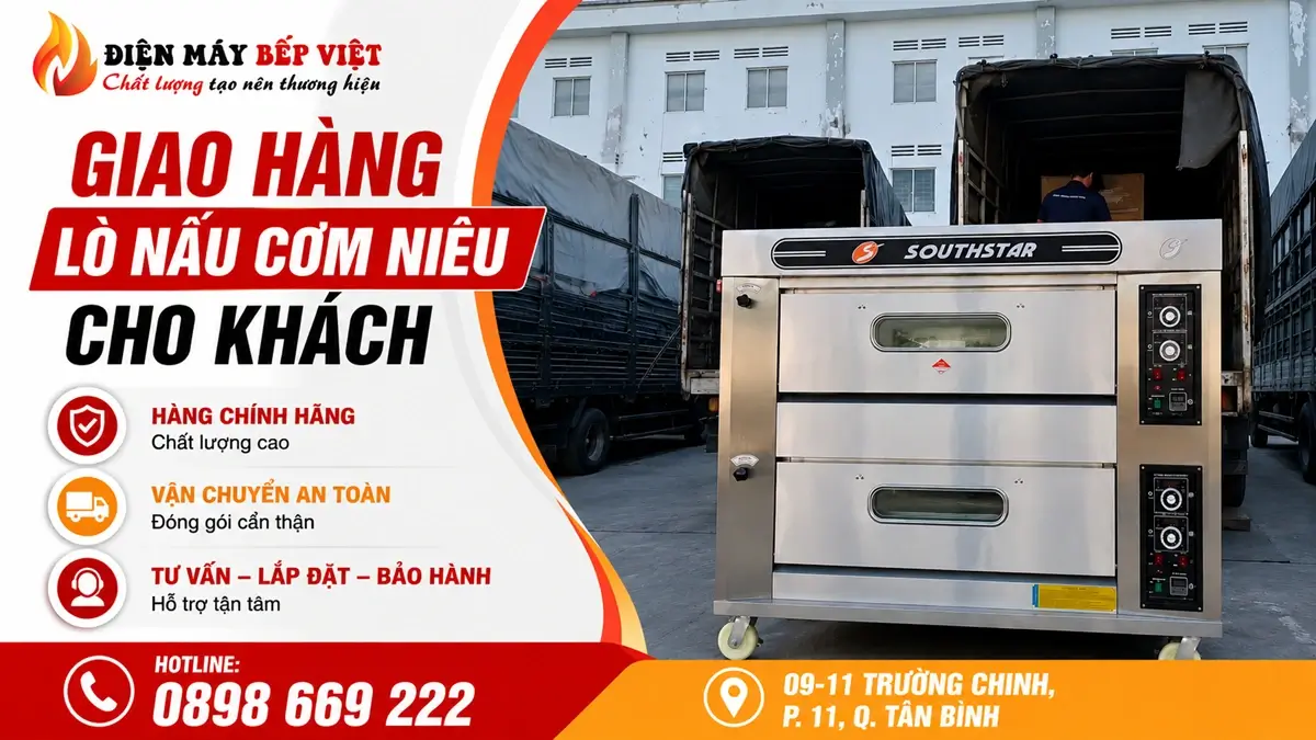 Giao hàng tủ nấu cơm niêu cho khách
