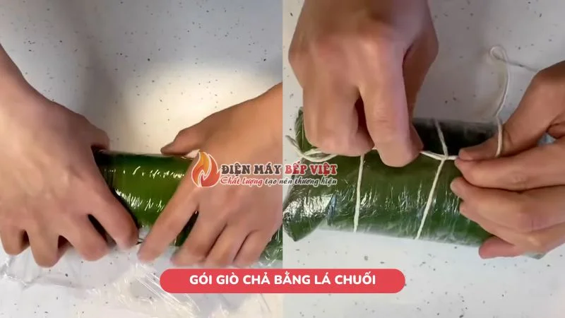 gói giò chả bằng lá chuối