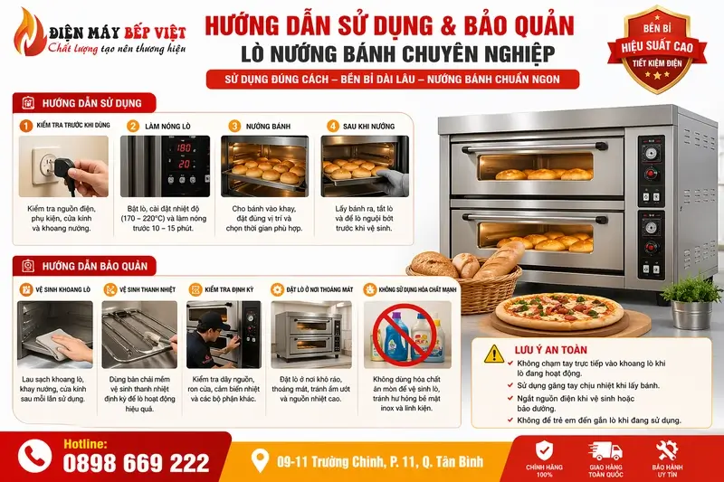 Hướng dẫn sử dụng và bảo quản lò nướng bánh chuyên nghiệp