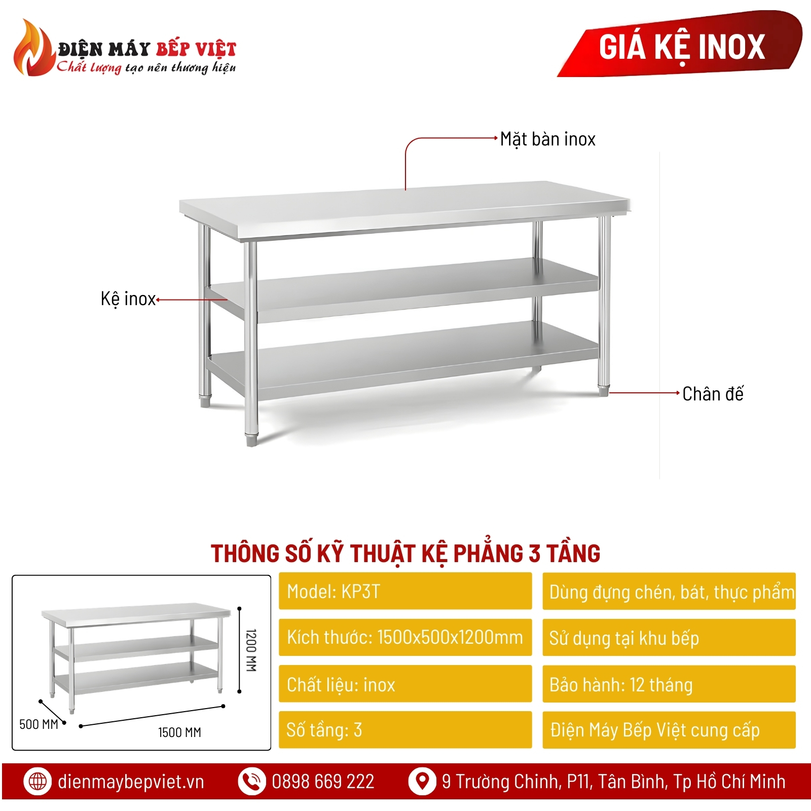 Kệ Phẳng 3 Tầng