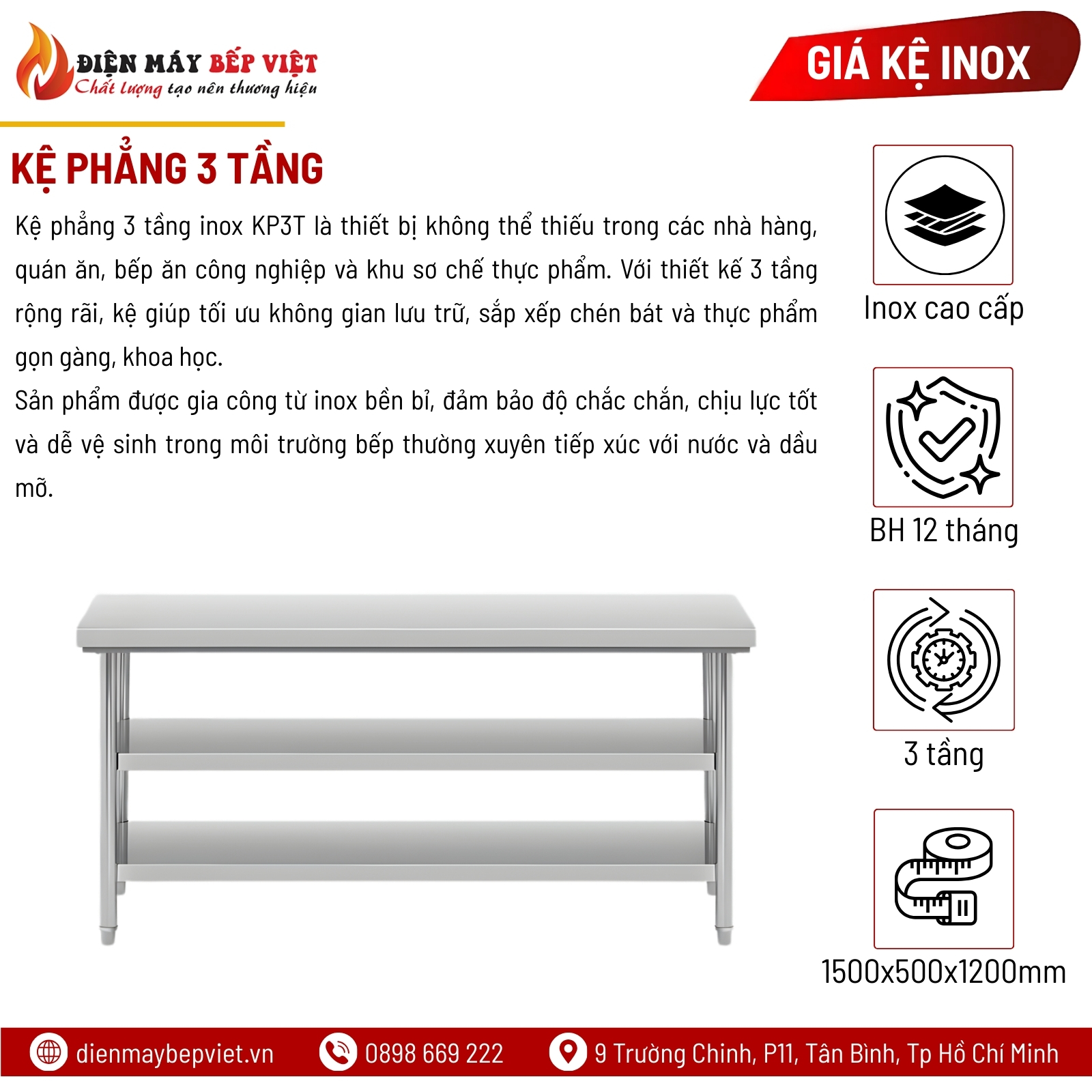 Kệ Phẳng 3 Tầng