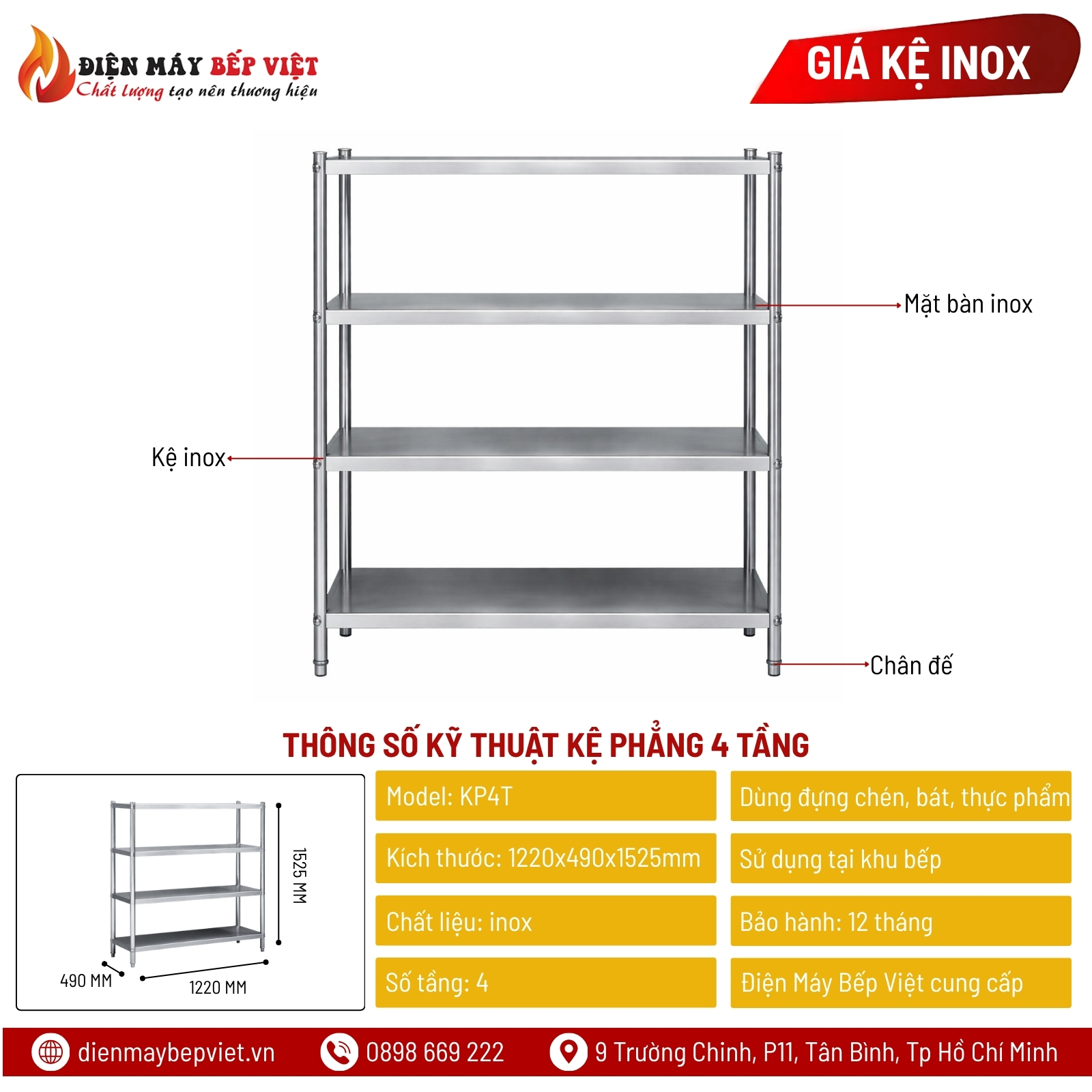 Kệ Phẳng 4 Tầng