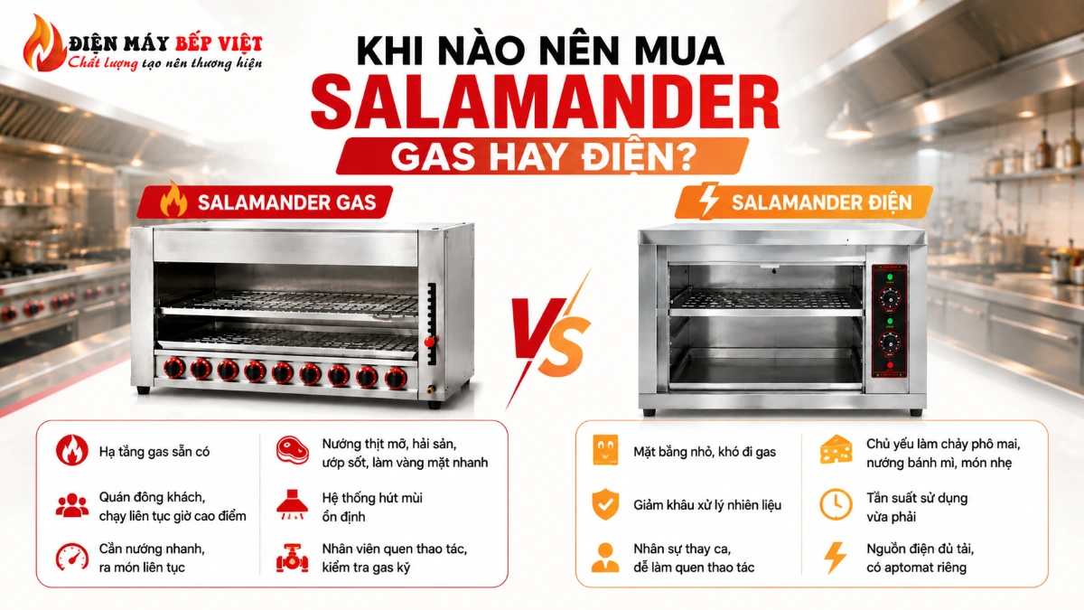Khi nào nên mua lò nướng salamander gas hay điện
