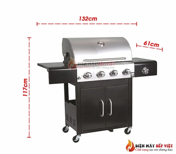 Kích thước Bếp Nướng BBQ dùng Gas Landmann 12277(4+1)