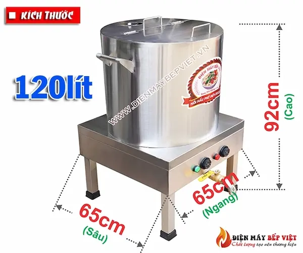 Kích thước của nồi nấu phở 120 lít