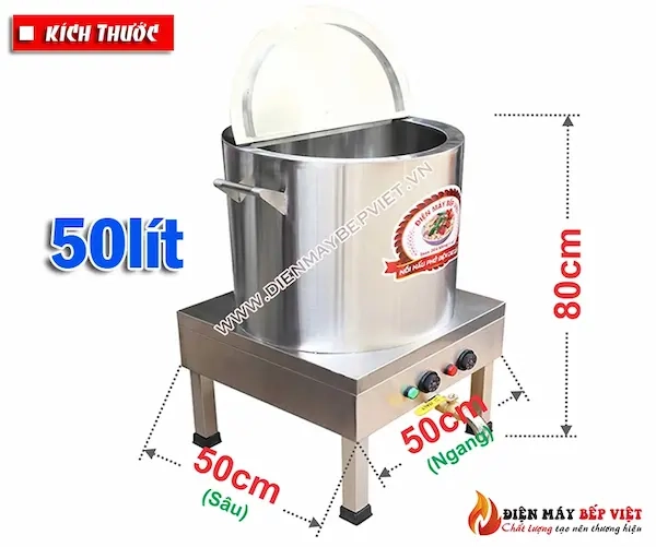 kích thước nồi nấu phở 50 lít