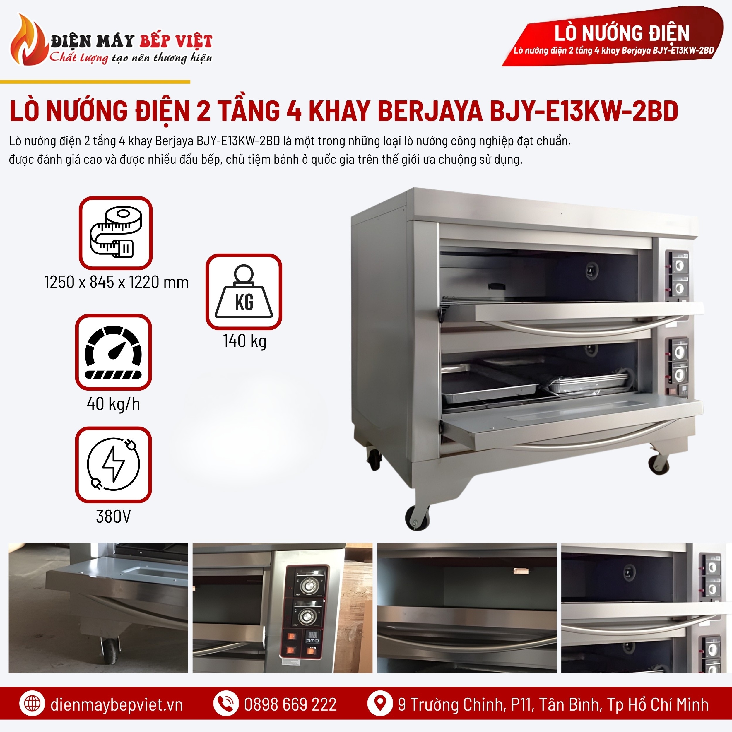 Lò Nướng Điện 2 Tầng 4 Khay Berjaya BJY-E13KW-2BD