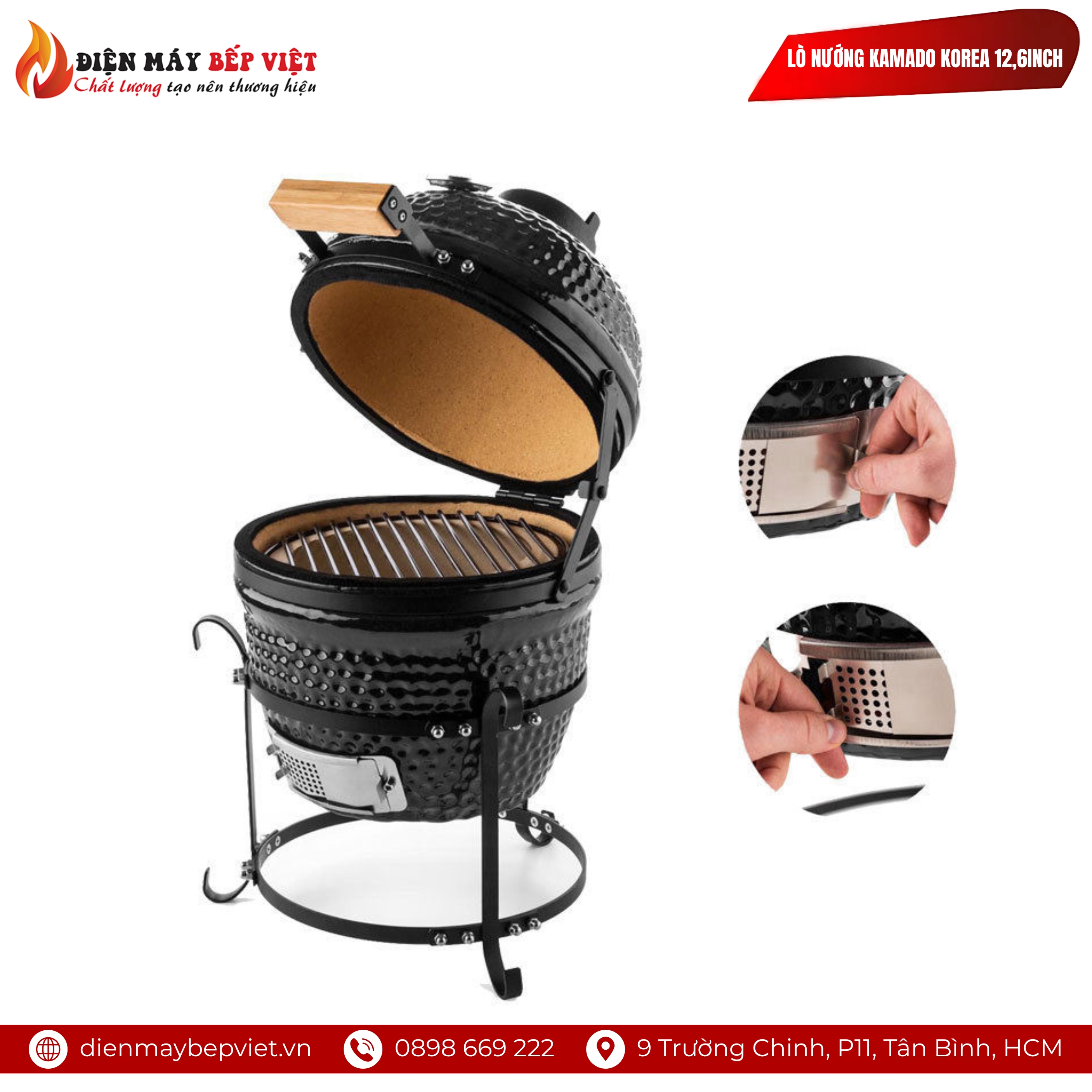 Lò Nướng Kamado Korea 12,6inch Đen