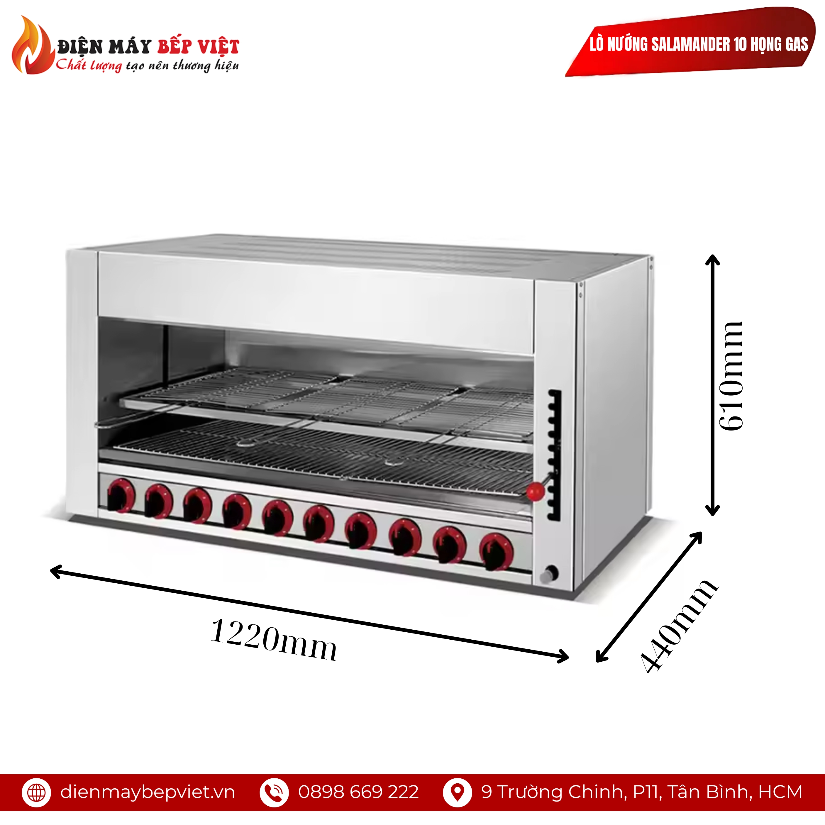 Lò Nướng Salamander 10 Họng Gas
