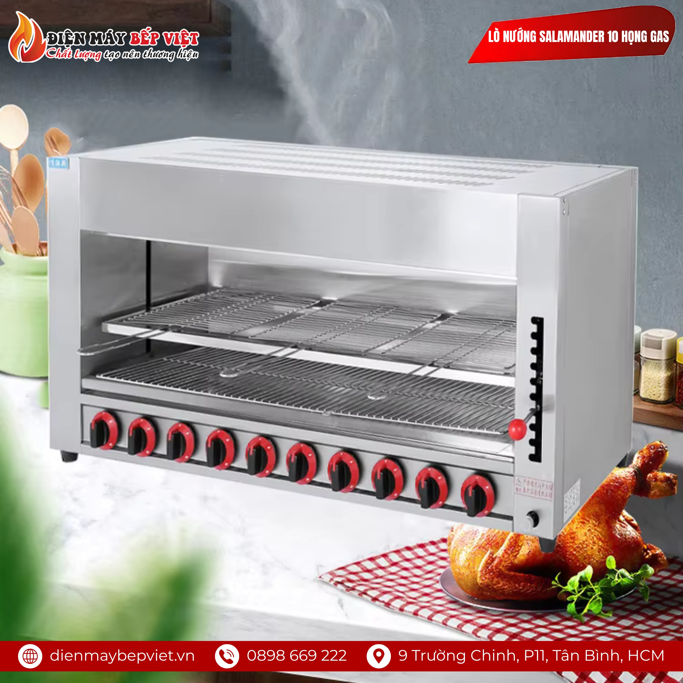 Lò Nướng Salamander 10 Họng Gas