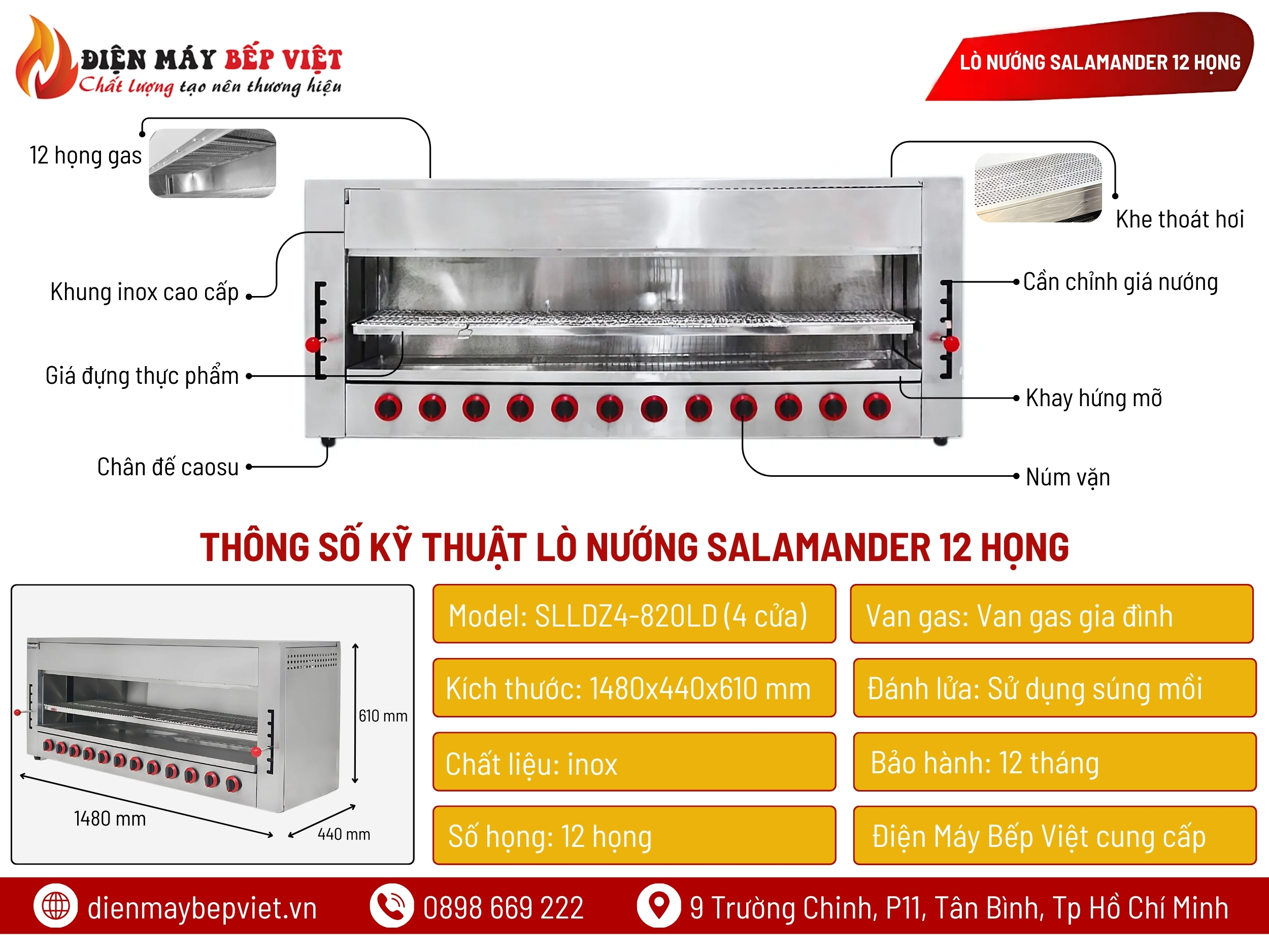 Lò Nướng Salamander 12 Họng Gas