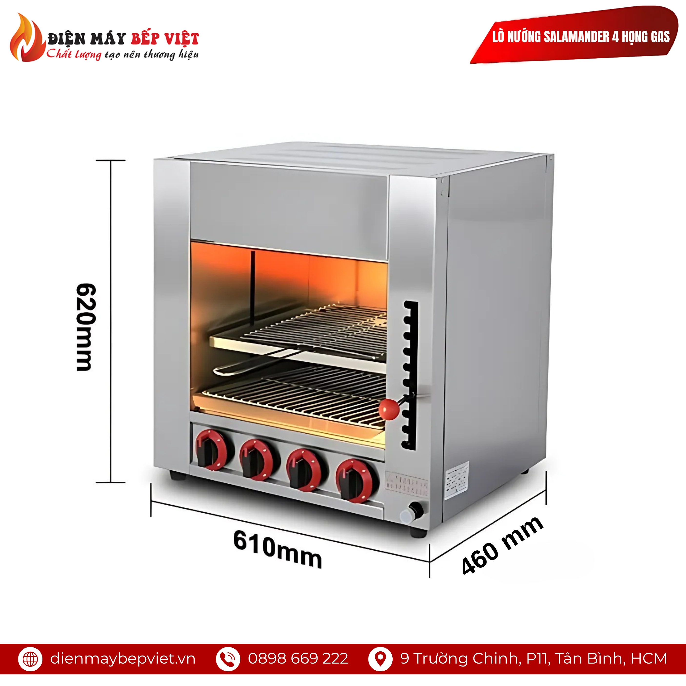 Lò Nướng Salamander 4 Họng Gas