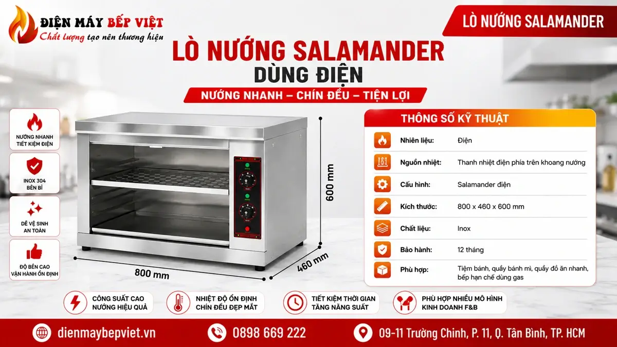 Lò nướng Salamander dùng điện AT 937 cho tiệm bánh quầy đồ ăn nhanh