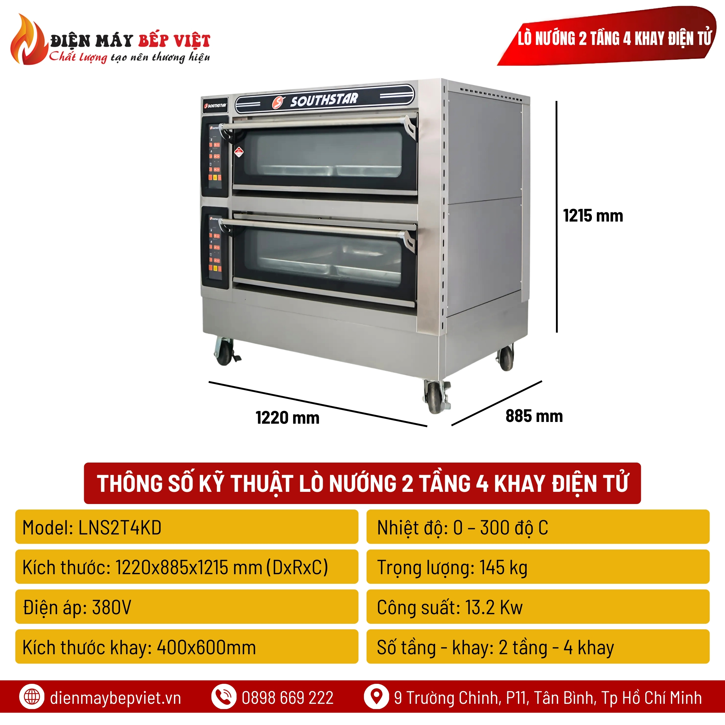 Lò Nướng SouthStar 2 Tầng 4 Khay Điện Tử