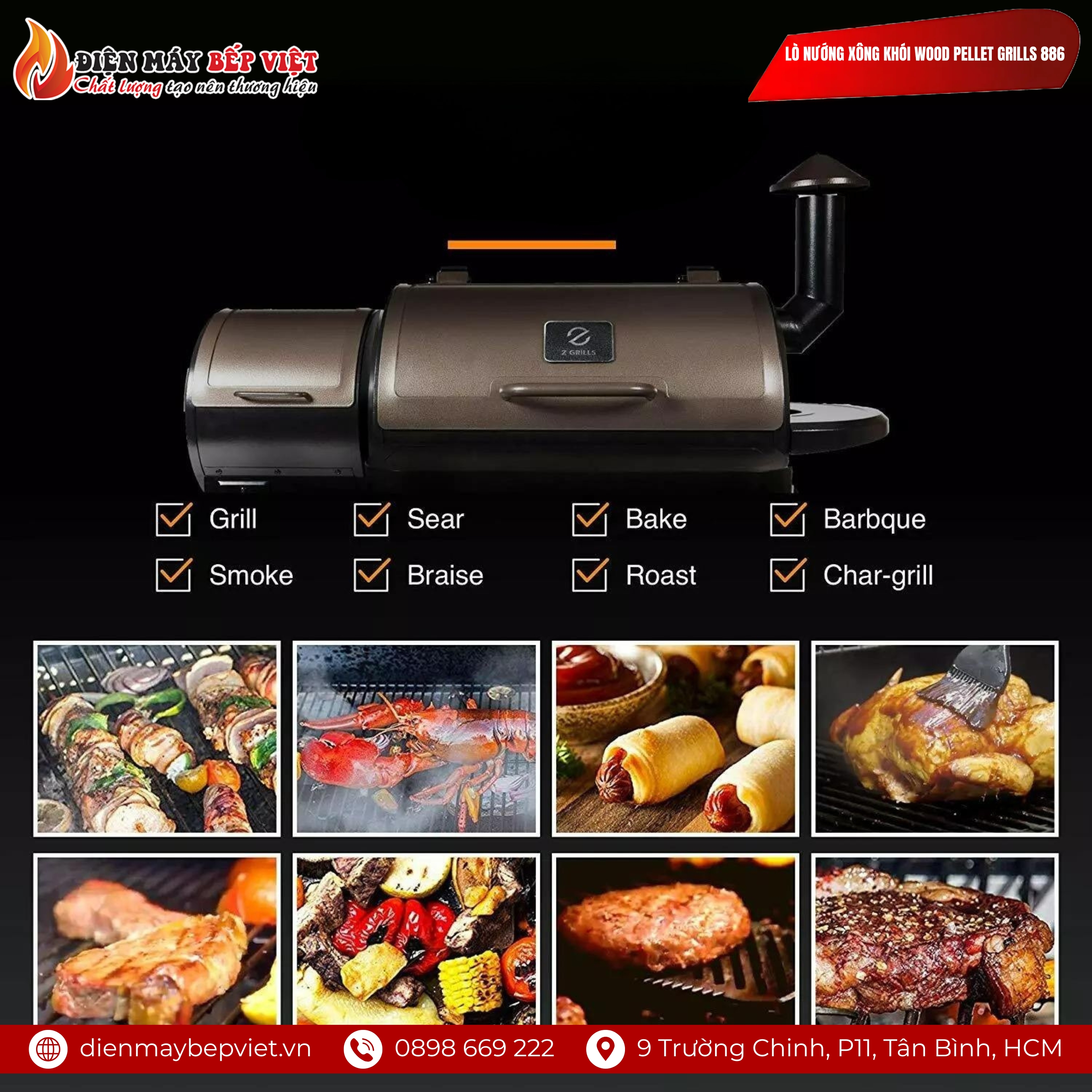 Lò Nướng Xông Khói Wood Pellet Grills 886