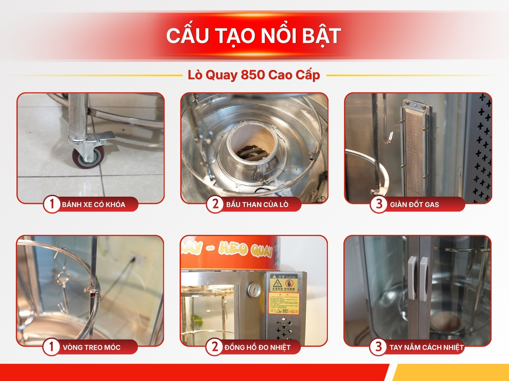 Lò Quay 850 Than Gas (2 Cánh) - Loại 1