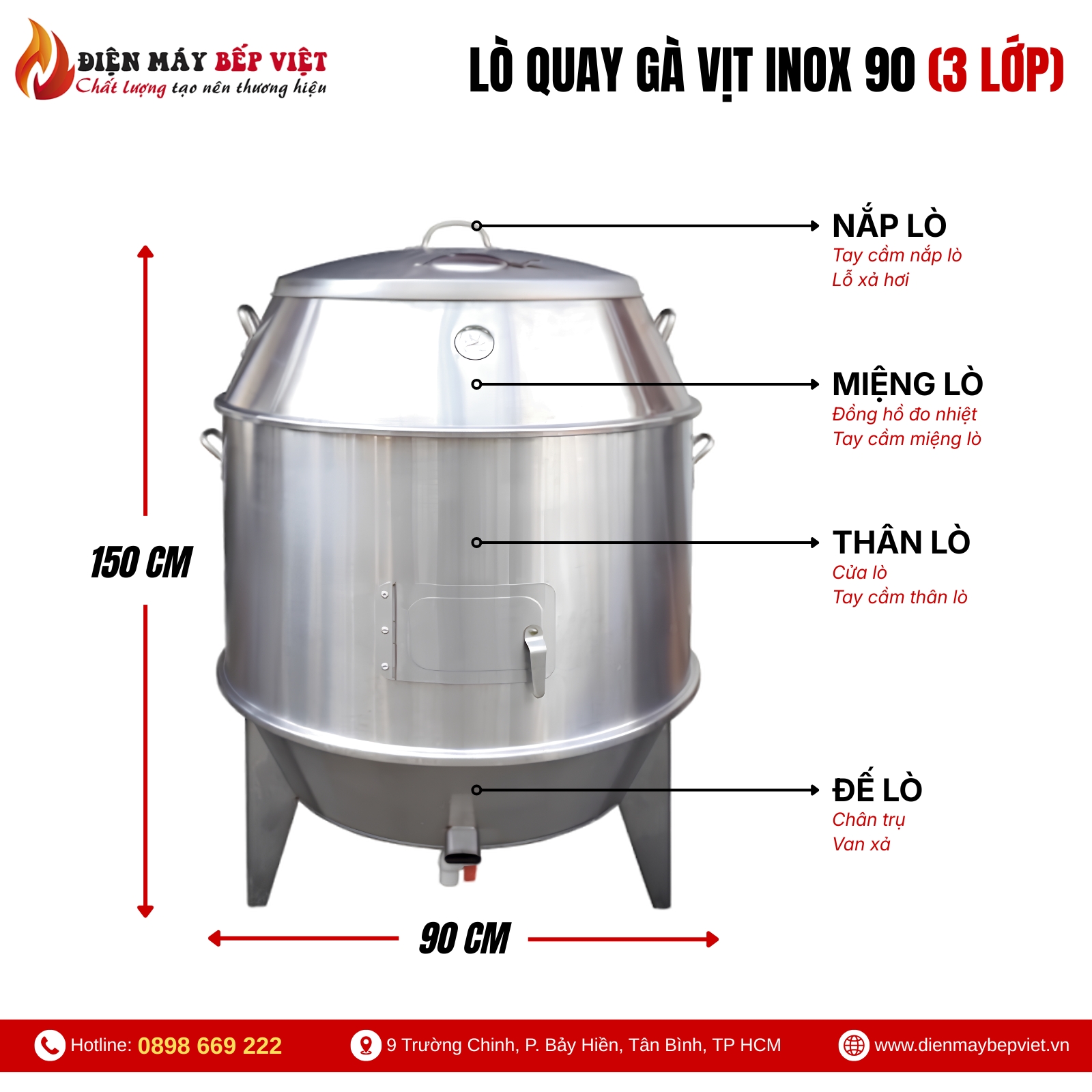 Lò Quay 90 Inox - Gas