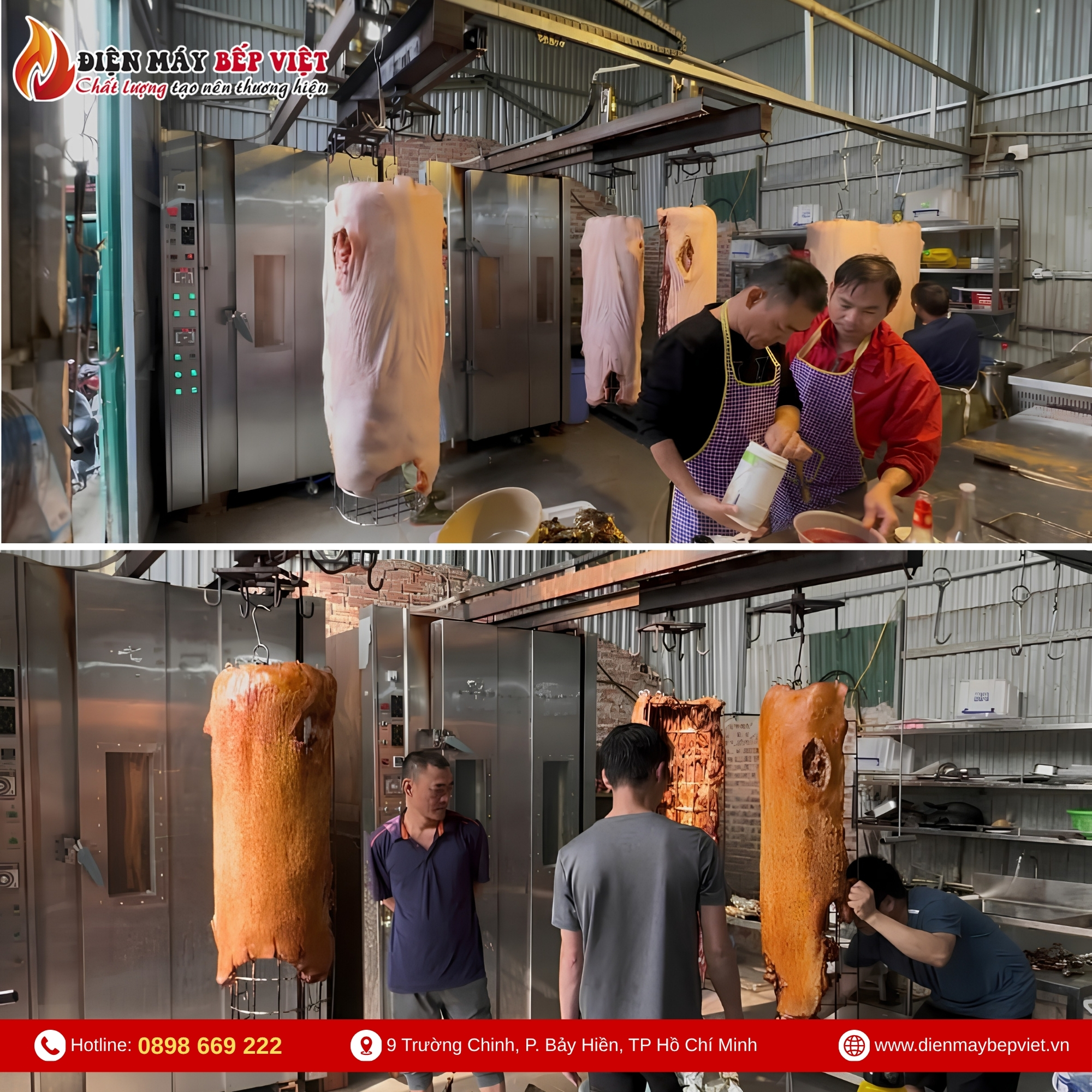 Lò Quay Heo Miếng 30Kg Bằng Gas Hồng Ngoại