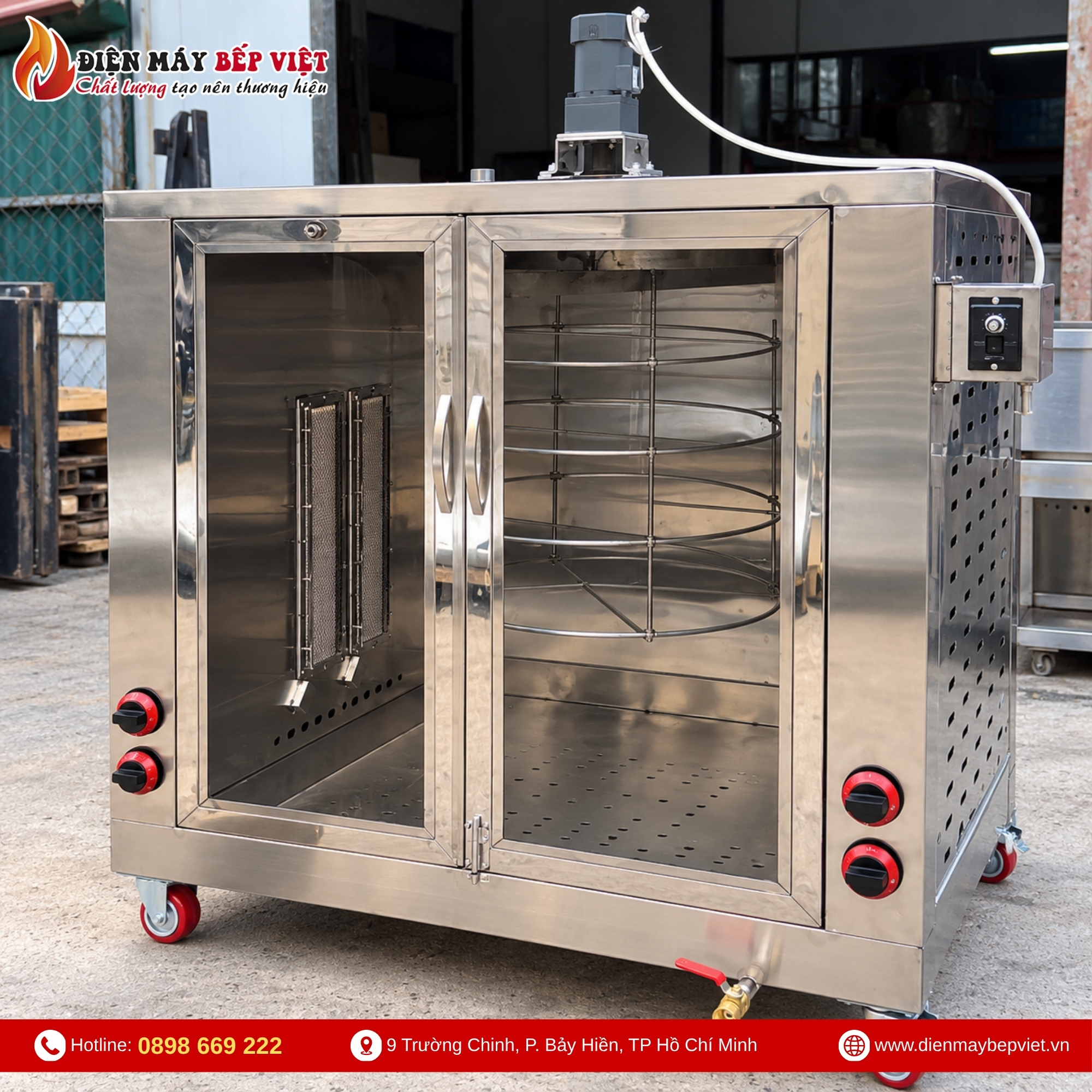 Lò Quay Heo Miếng 50Kg Bằng Gas Hồng Ngoại