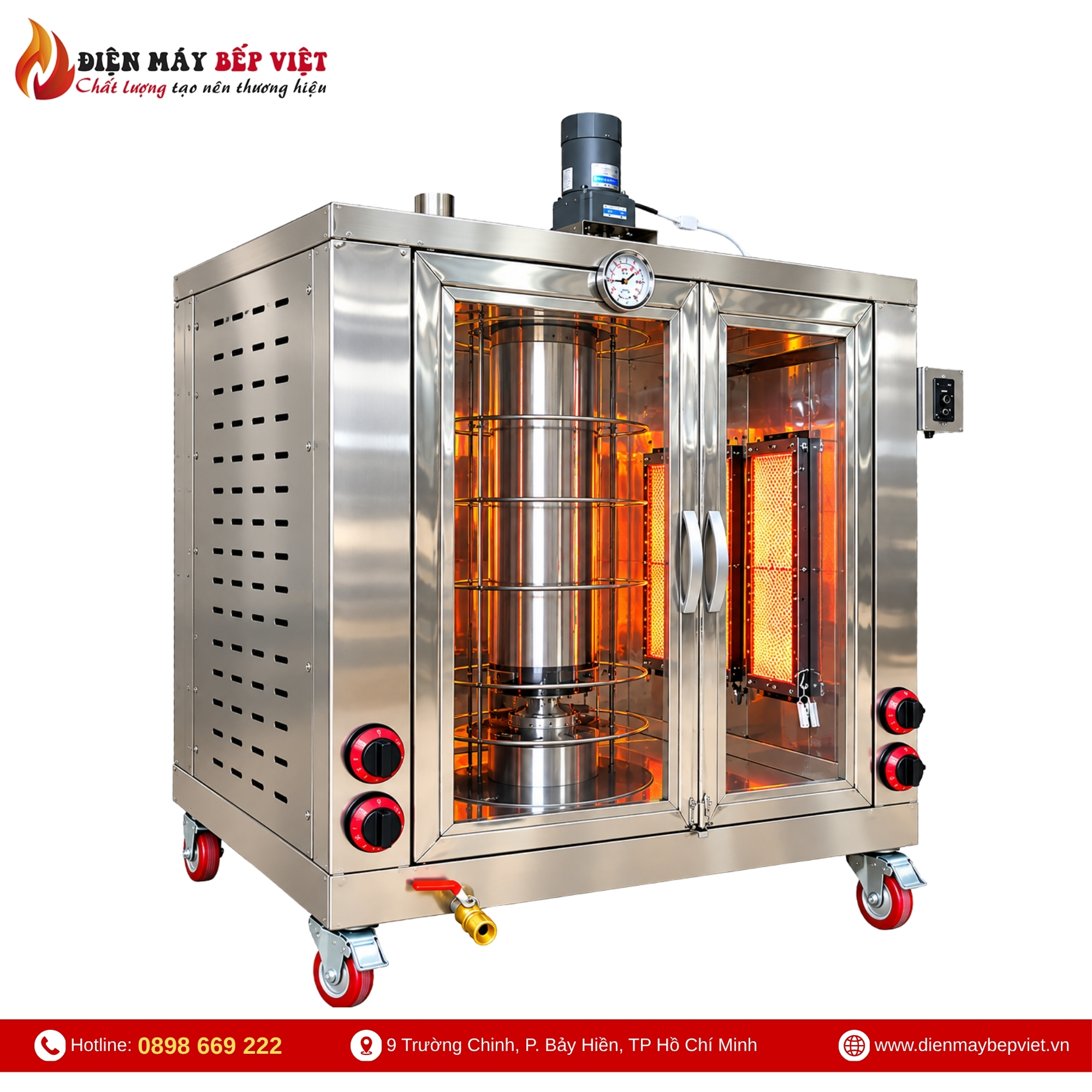 Lò Quay Heo Miếng 50Kg Bằng Gas Hồng Ngoại