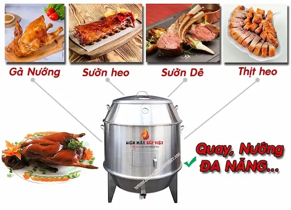 Lò Quay Vịt 90 Inox Gas Đa Năng