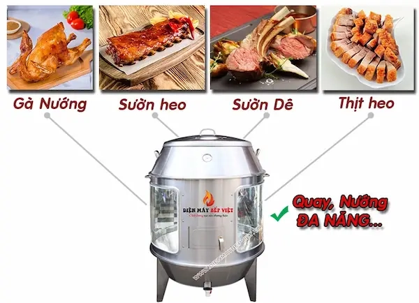 Lò Quay Vịt 90 Kính - Than chuyên dùng quay vịt, gà, thịt heo...