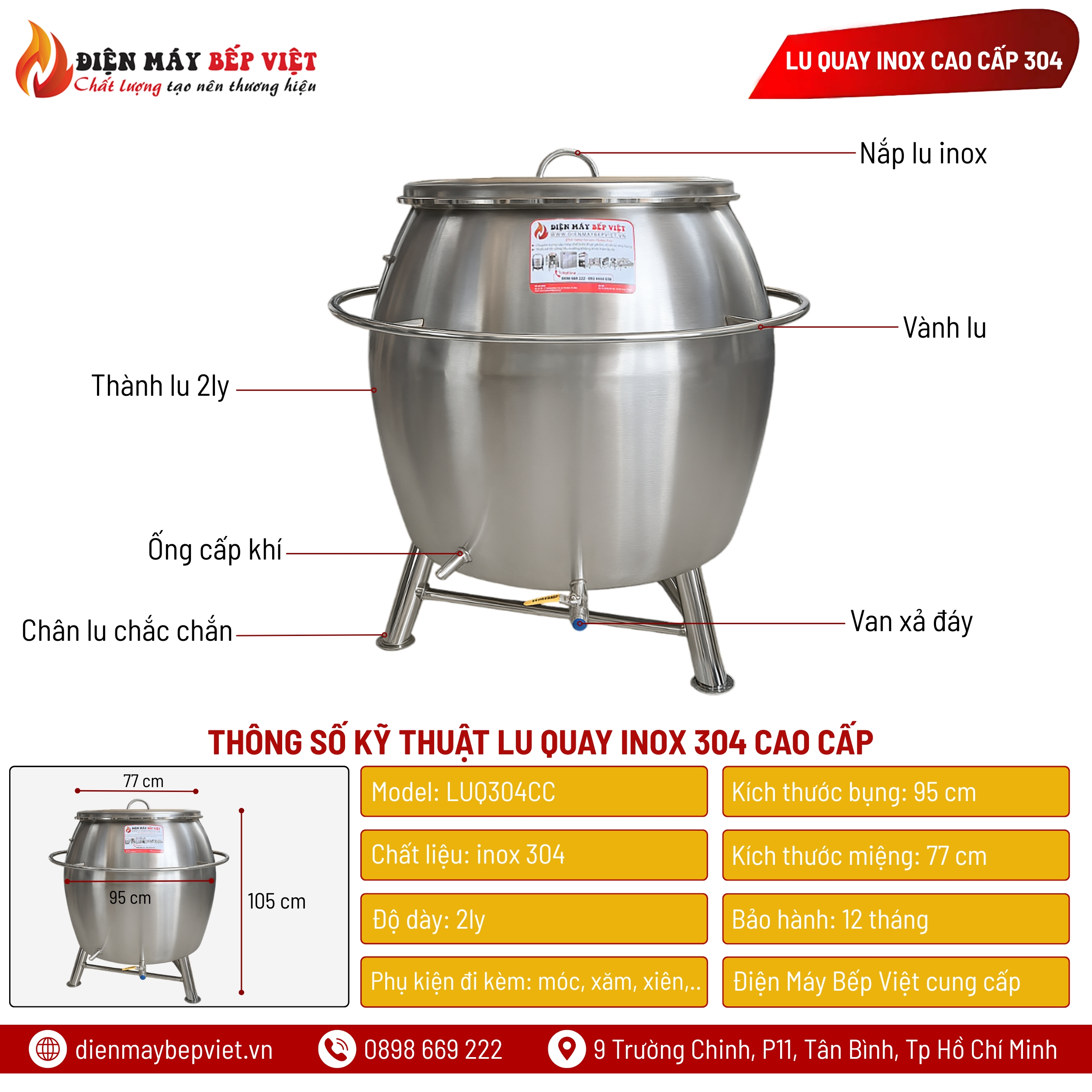 Lu Quay Heo Miếng, Xá Xíu,Gà Vịt Inox 304 Cao Cấp