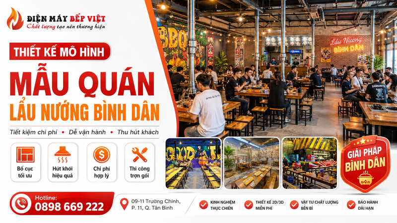 Mẫu thiết kế mô hình quán lẩu nướng bình dân