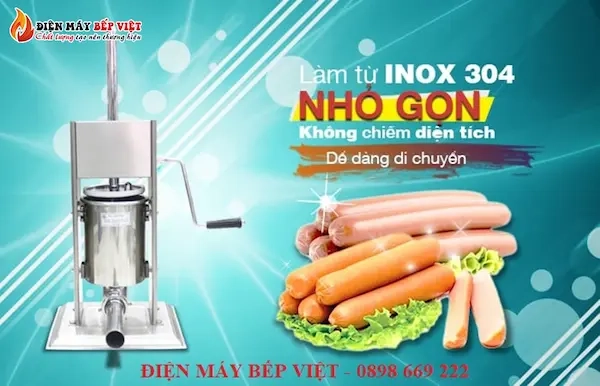 Máy Đùn Xúc Xích Quay Tay 3L bằng Inox cao cấp không gỉ 