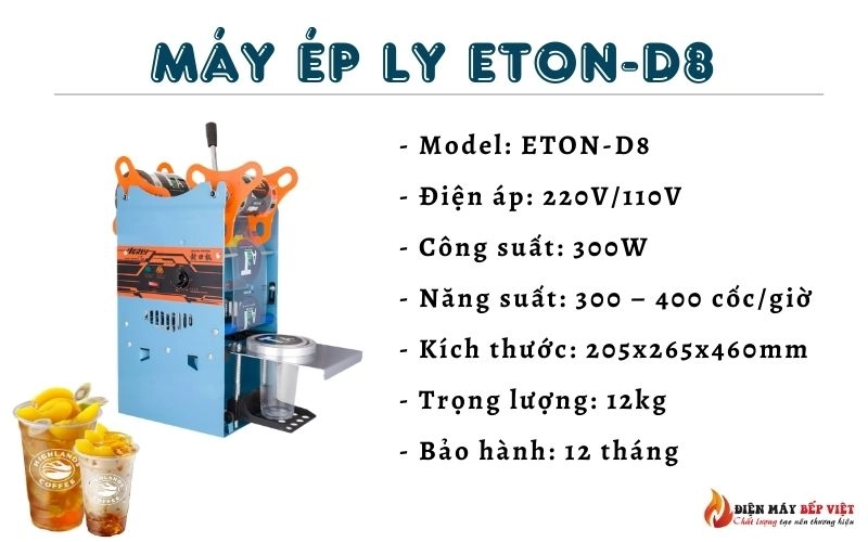 Máy Ép Ly Nhựa  ETON-D8
