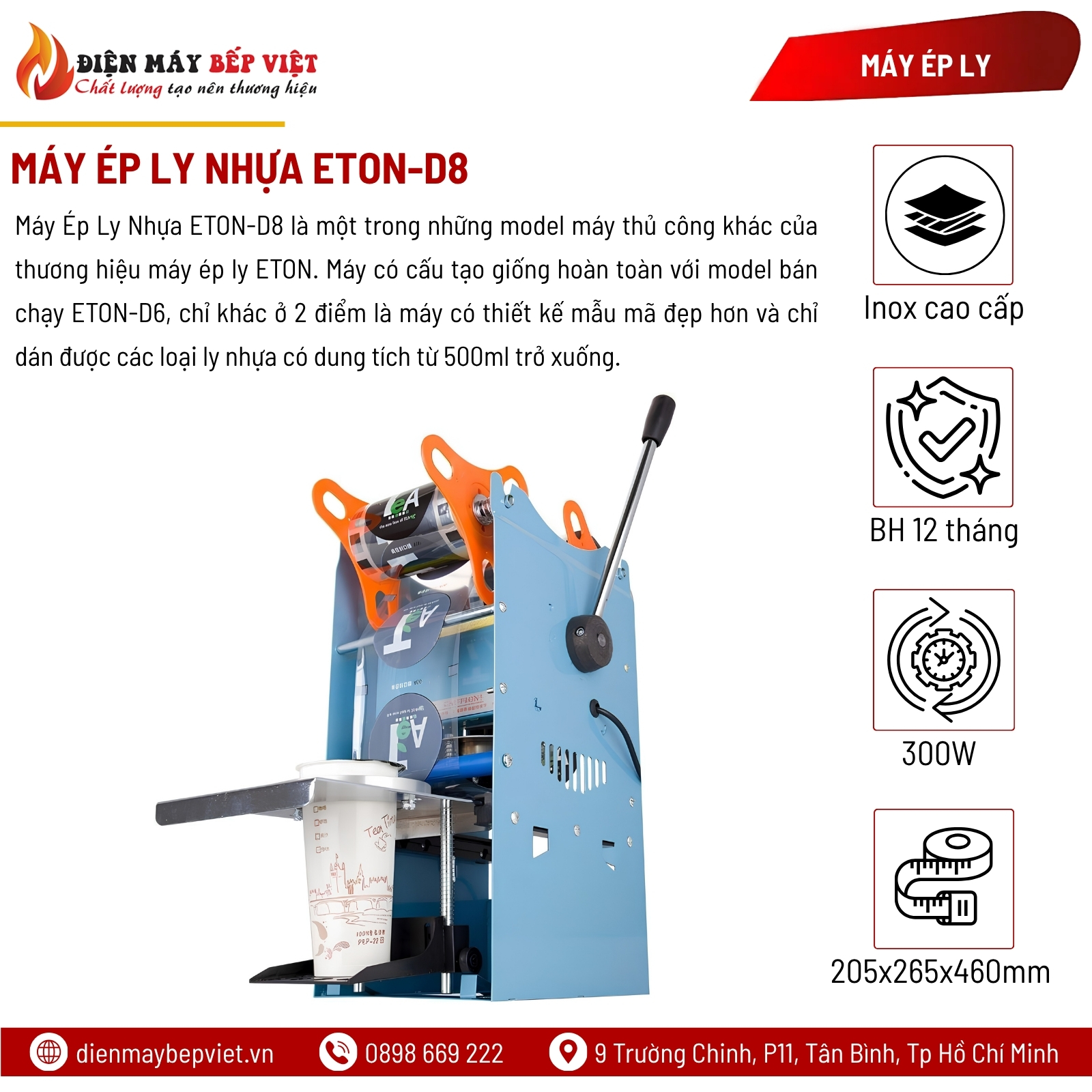 Máy Ép Ly Nhựa ETON-D8