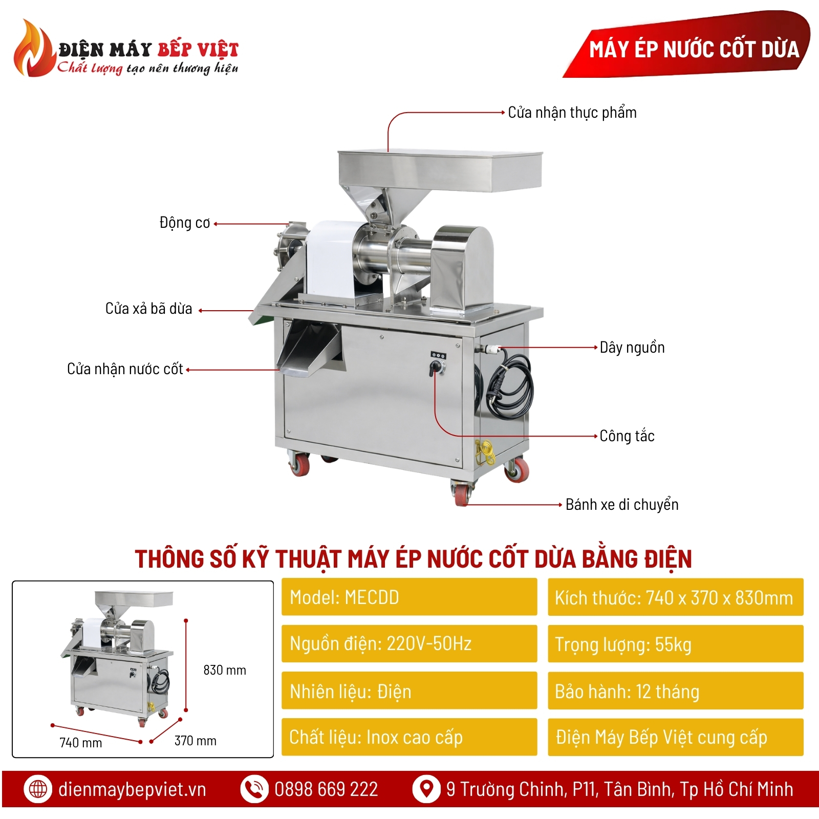 Máy Ép Nước Cốt Dừa Bằng Điện