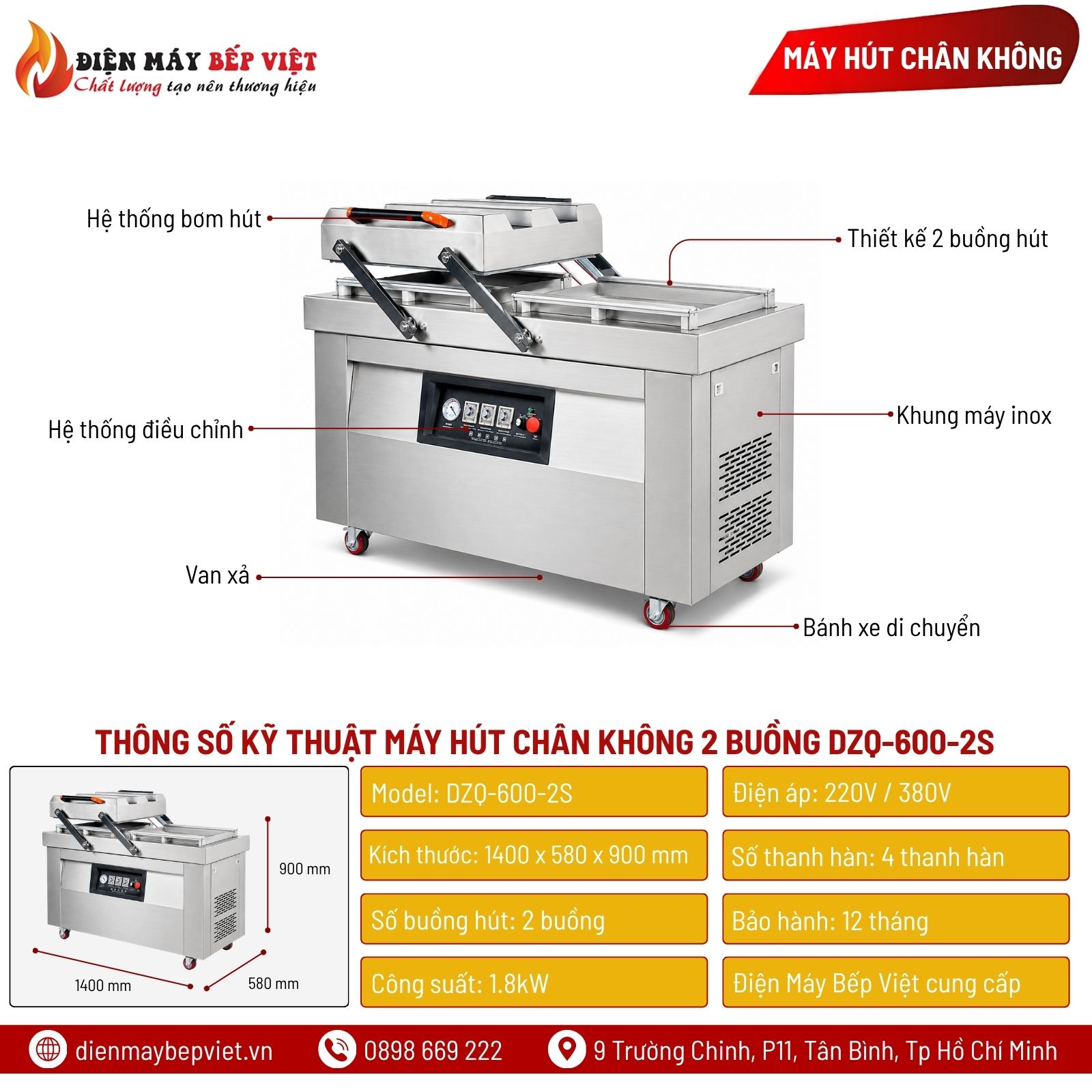 Máy Hút Chân Không 2 Buồng DZQ-600-2S