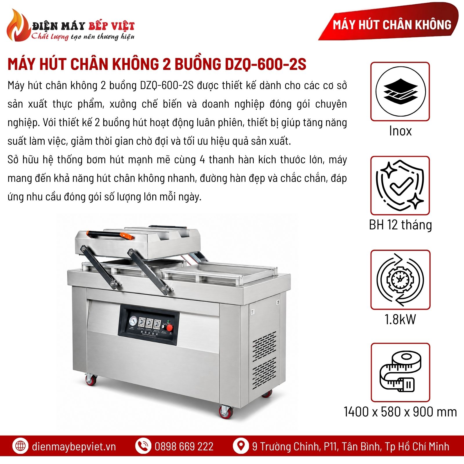 Máy Hút Chân Không 2 Buồng DZQ-600-2S