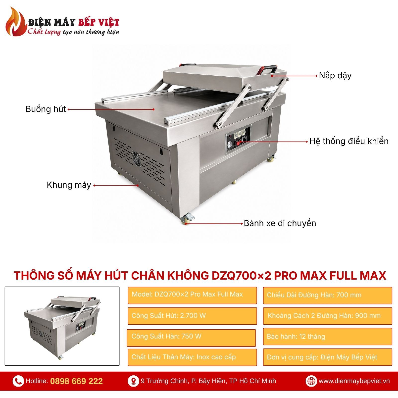 Máy Hút Chân Không MIKOSHI DZQ700×2 Pro Max Full Max